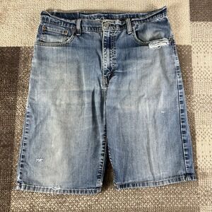 Levi's Shorts Men's 34 569 Loose Straight 9.5" Inseam Med Wash Distressed‎ Jorts